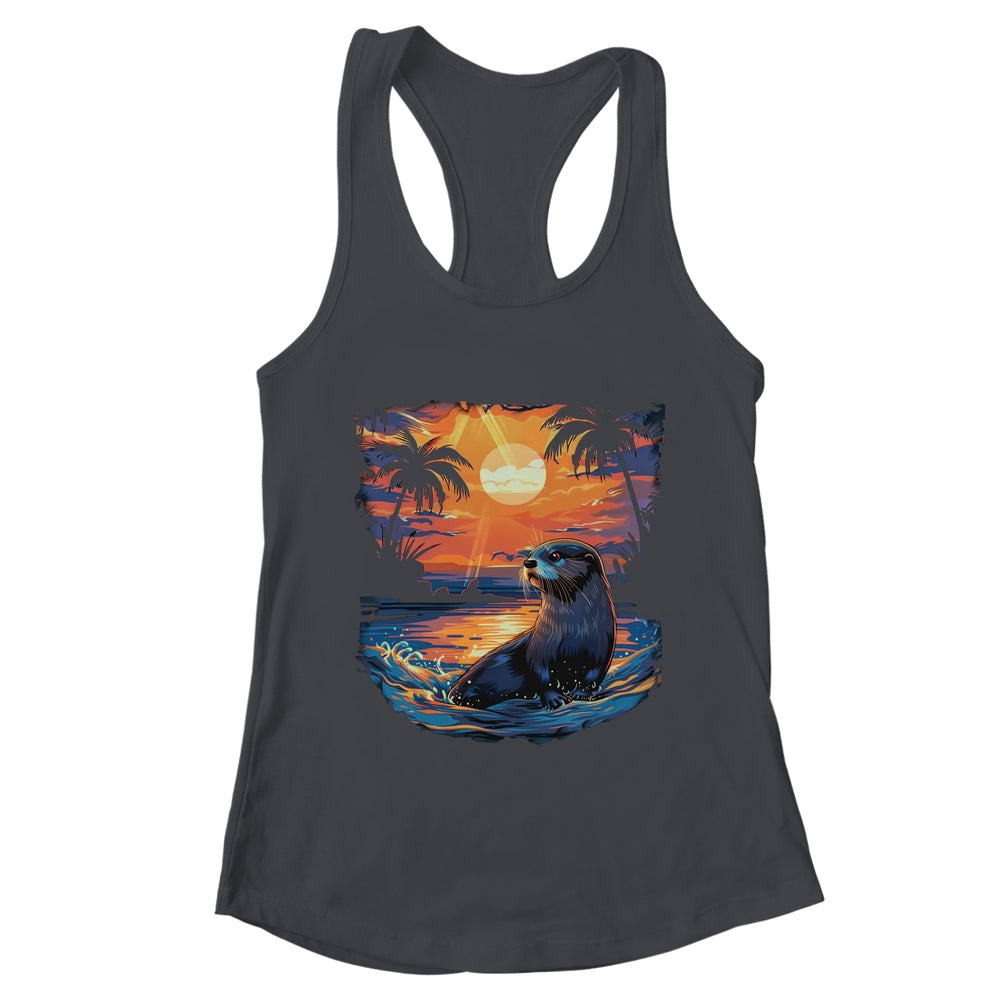 Cute Otter Discover The Spirit Animal River Otter Sunset Shirt & Tank Top | teecentury