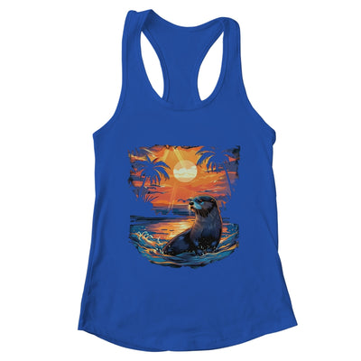 Cute Otter Discover The Spirit Animal River Otter Sunset Shirt & Tank Top | teecentury