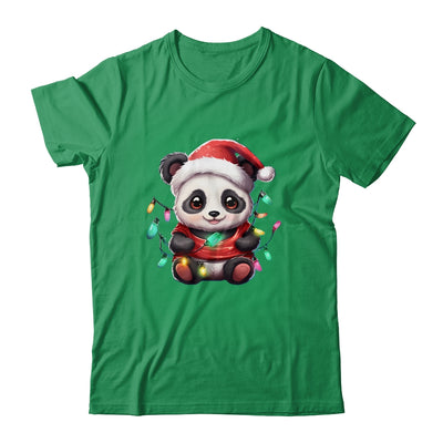 Cute Panda Santa Christmas Light Christmas Panda Women Kids Shirt & Sweatshirt | teecentury