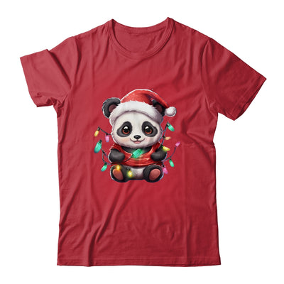 Cute Panda Santa Christmas Light Christmas Panda Women Kids Shirt & Sweatshirt | teecentury