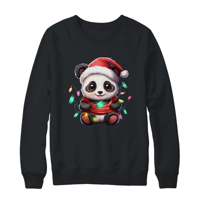 Cute Panda Santa Christmas Light Christmas Panda Women Kids Shirt & Sweatshirt | teecentury