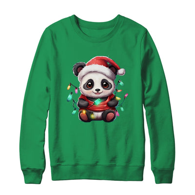 Cute Panda Santa Christmas Light Christmas Panda Women Kids Shirt & Sweatshirt | teecentury