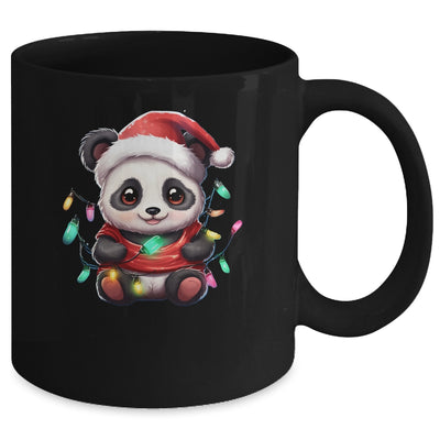 Cute Panda Santa Christmas Light Christmas Panda Women Kids Mug | teecentury