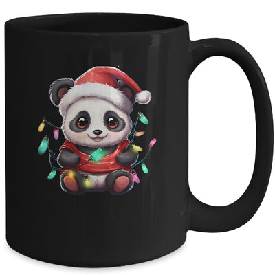 Cute Panda Santa Christmas Light Christmas Panda Women Kids Mug | teecentury