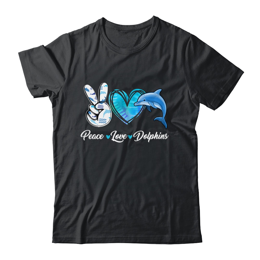Cute Peace Love Dolphin Design For Men Women Kids Aquatic Shirt & Tank Top | teecentury