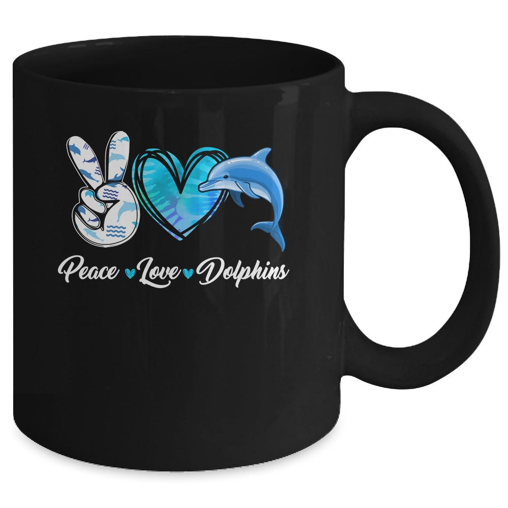 Cute Peace Love Dolphin Design For Men Women Kids Aquatic Mug | teecentury