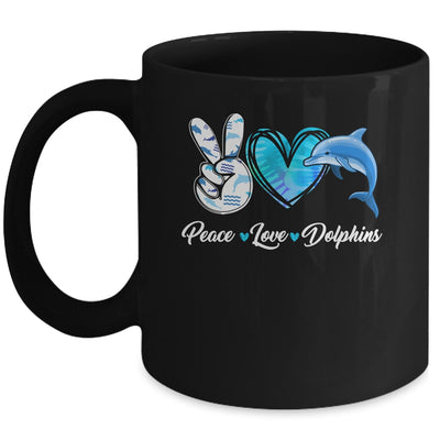 Cute Peace Love Dolphin Design For Men Women Kids Aquatic Mug | teecentury