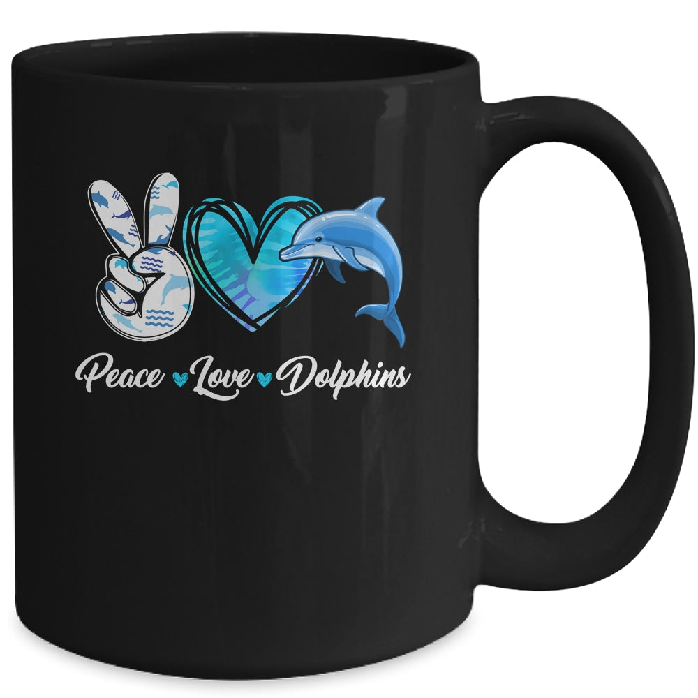 Cute Peace Love Dolphin Design For Men Women Kids Aquatic Mug | teecentury