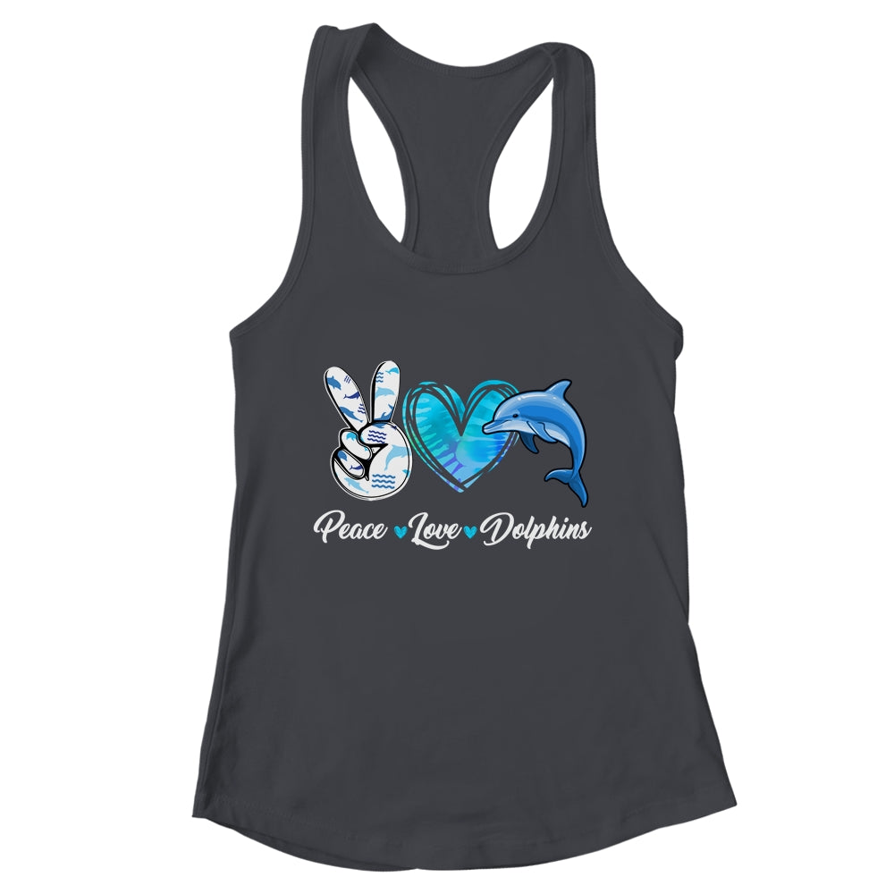 Cute Peace Love Dolphin Design For Men Women Kids Aquatic Shirt & Tank Top | teecentury
