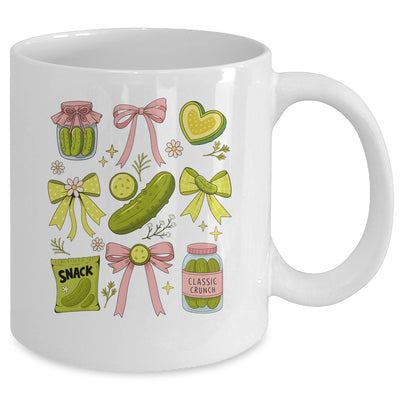 Cute Pickle Bow Funny Snack Pickle Lover Pink Coquette Mug | teecentury