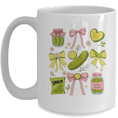 Cute Pickle Bow Funny Snack Pickle Lover Pink Coquette Mug | teecentury