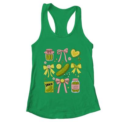 Cute Pickle Bow Funny Snack Pickle Lover Pink Coquette Shirt & Tank Top | teecentury