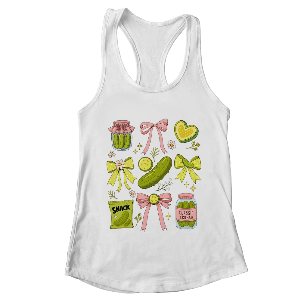 Cute Pickle Bow Funny Snack Pickle Lover Pink Coquette Shirt & Tank Top | teecentury