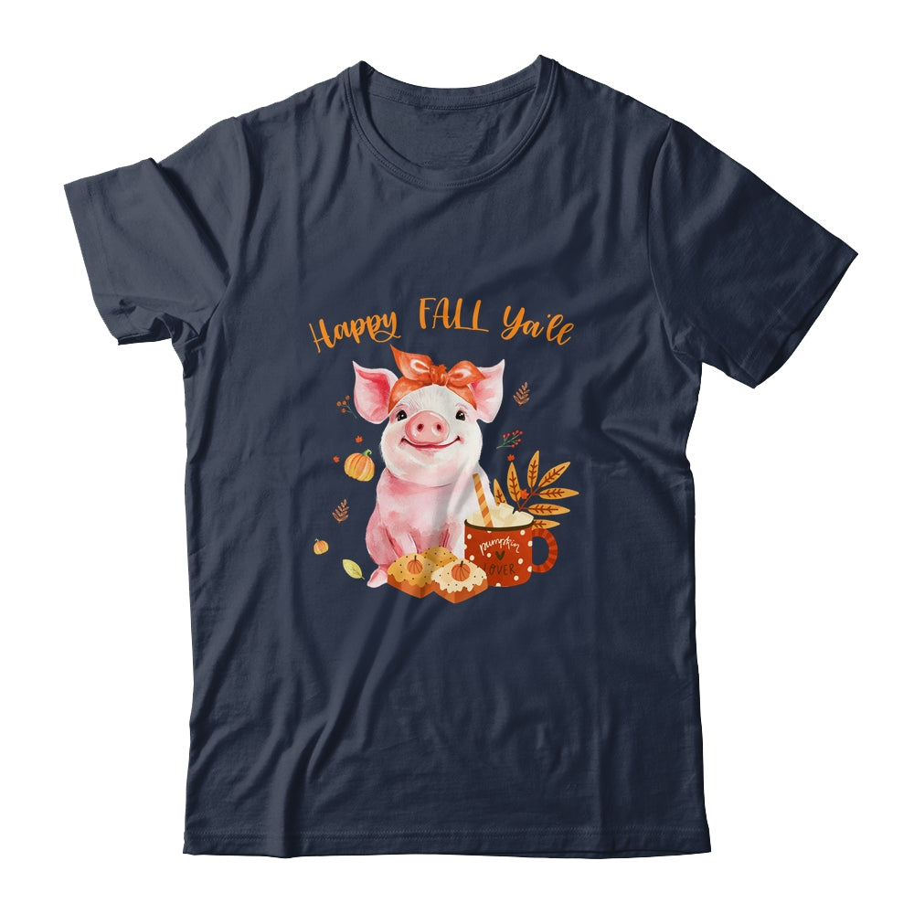 Cute Pig Pumpkin Spice Latte Happy Fall Ya'll T-Shirt & Tank Top | Teecentury.com