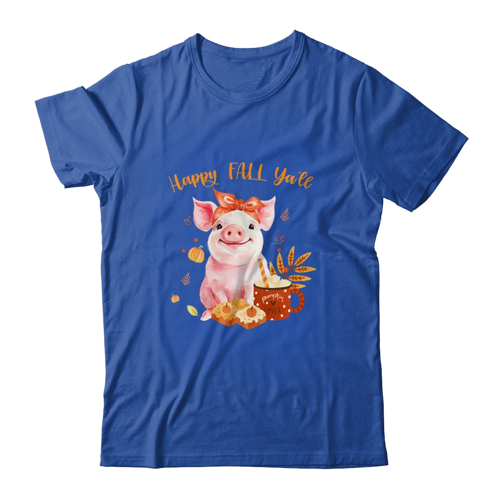 Cute Pig Pumpkin Spice Latte Happy Fall Ya'll T-Shirt & Tank Top | Teecentury.com