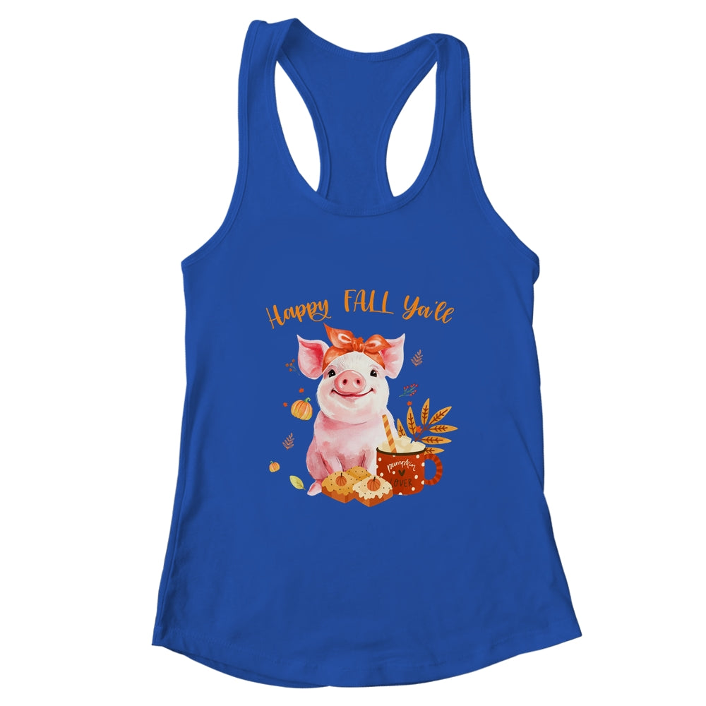 Cute Pig Pumpkin Spice Latte Happy Fall Ya'll T-Shirt & Tank Top | Teecentury.com