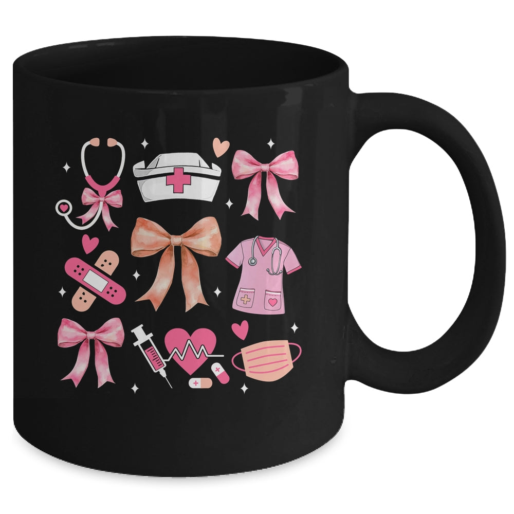 Cute Pink Coquette Bow Nurse Life Nursing Design For Women Mug | teecentury