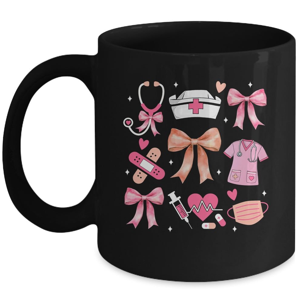 Cute Pink Coquette Bow Nurse Life Nursing Design For Women Mug | teecentury