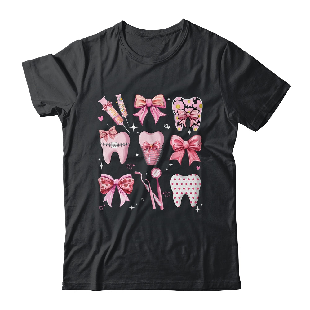 Cute Pink Coquette Bow Teeth Dentist Squad Dental Assistant Shirt & Hoodie | teecentury
