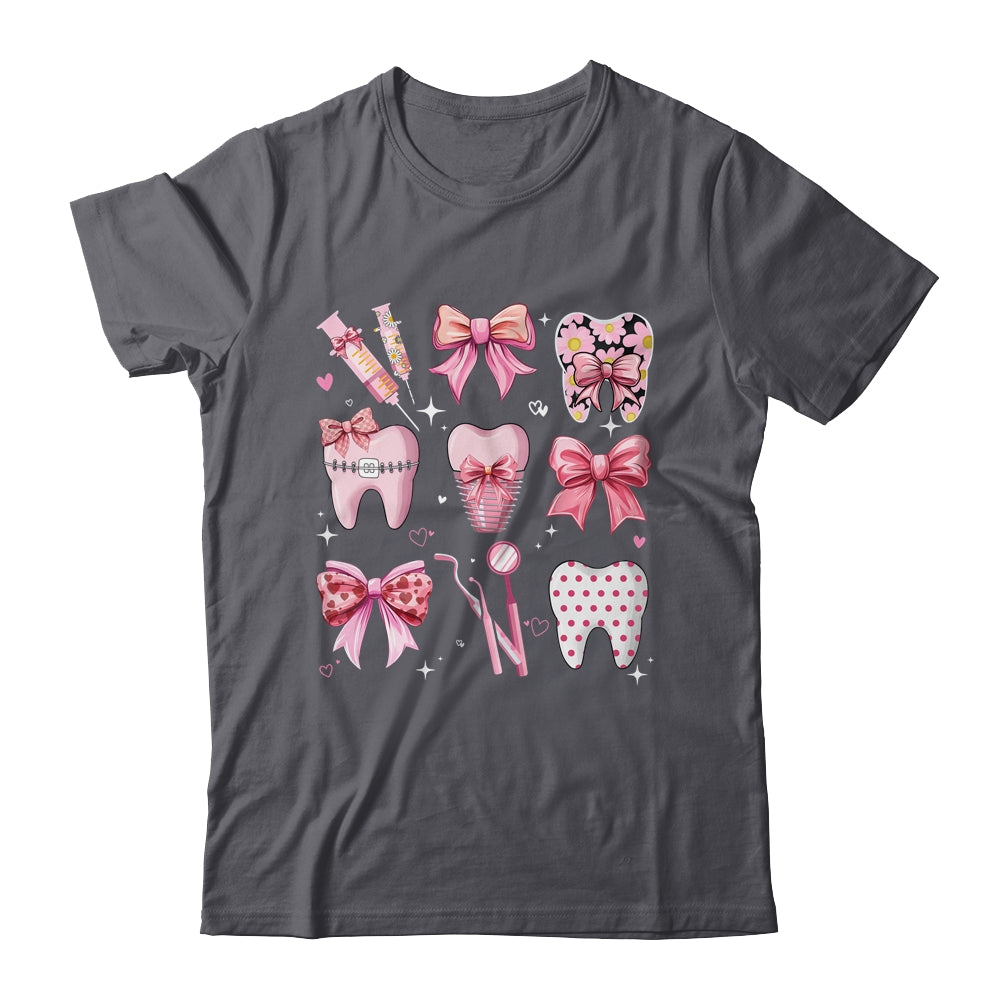 Cute Pink Coquette Bow Teeth Dentist Squad Dental Assistant Shirt & Hoodie | teecentury