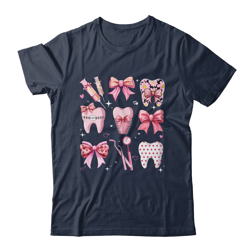Cute Pink Coquette Bow Teeth Dentist Squad Dental Assistant Shirt & Hoodie | teecentury