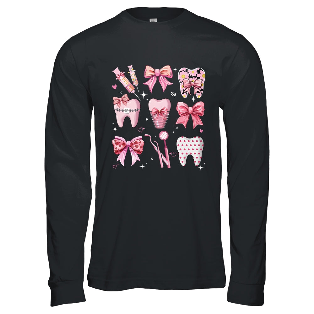 Cute Pink Coquette Bow Teeth Dentist Squad Dental Assistant Shirt & Hoodie | teecentury