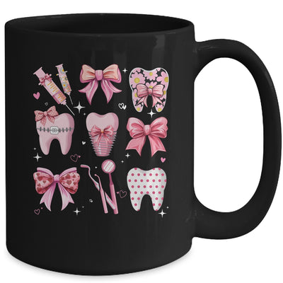 Cute Pink Coquette Bow Teeth Dentist Squad Dental Assistant Mug | teecentury