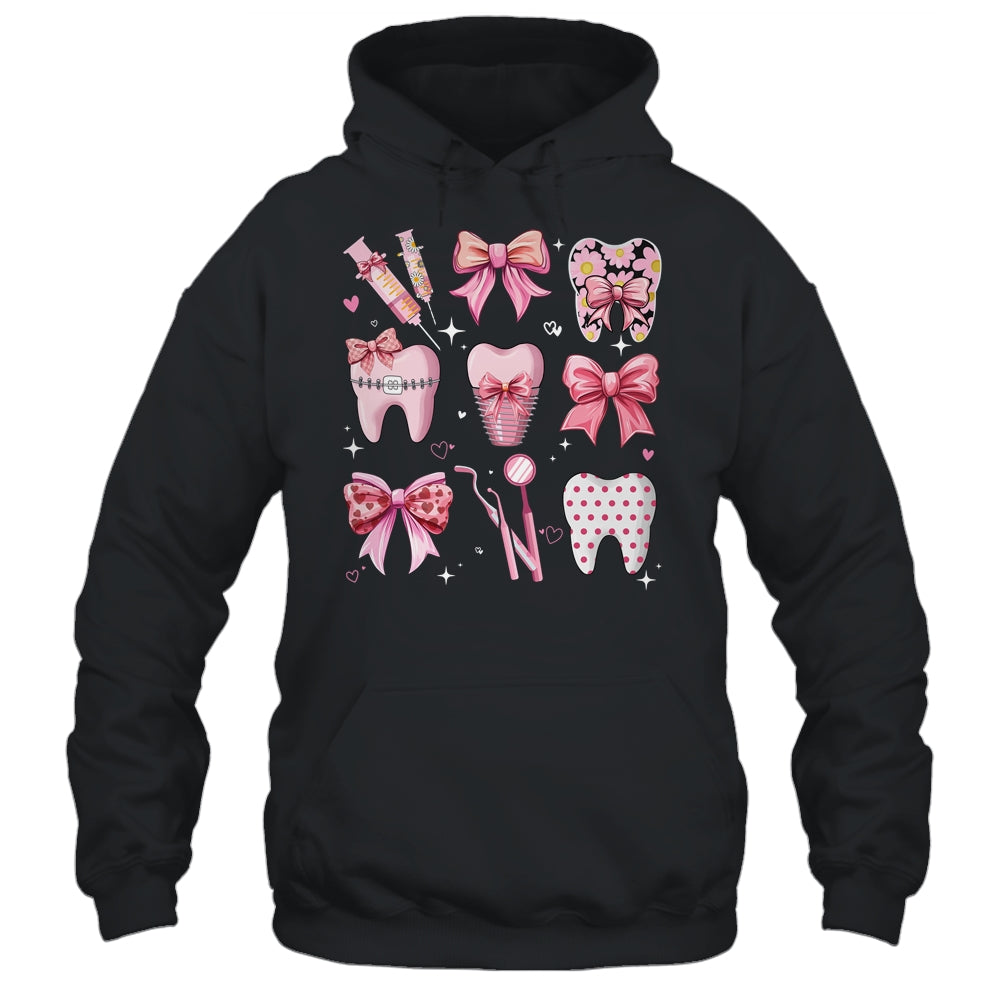 Cute Pink Coquette Bow Teeth Dentist Squad Dental Assistant Shirt & Hoodie | teecentury