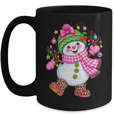 Cute Pink Coquette Snowman Christmas Girly Leopard Women Mug | teecentury
