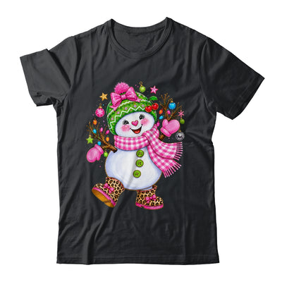 Cute Pink Coquette Snowman Christmas Girly Leopard Women Shirt & Sweatshirt | teecentury