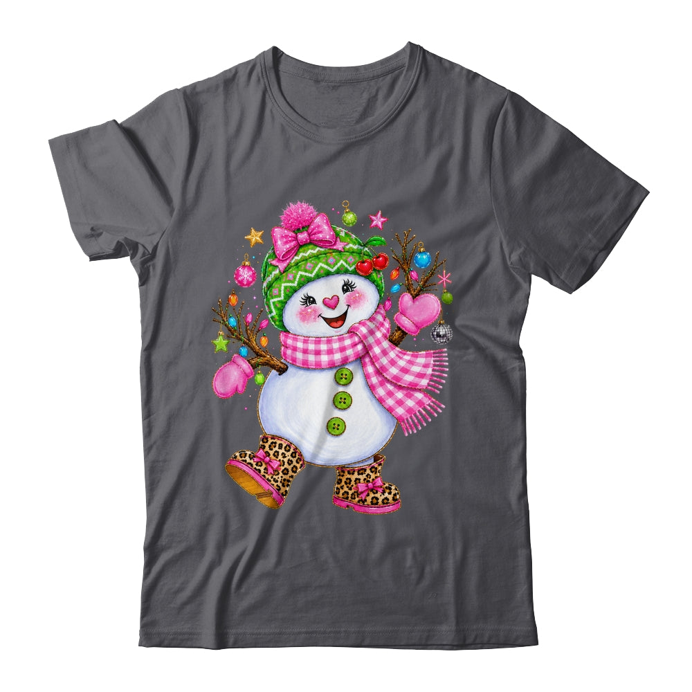 Cute Pink Coquette Snowman Christmas Girly Leopard Women Shirt & Sweatshirt | teecentury