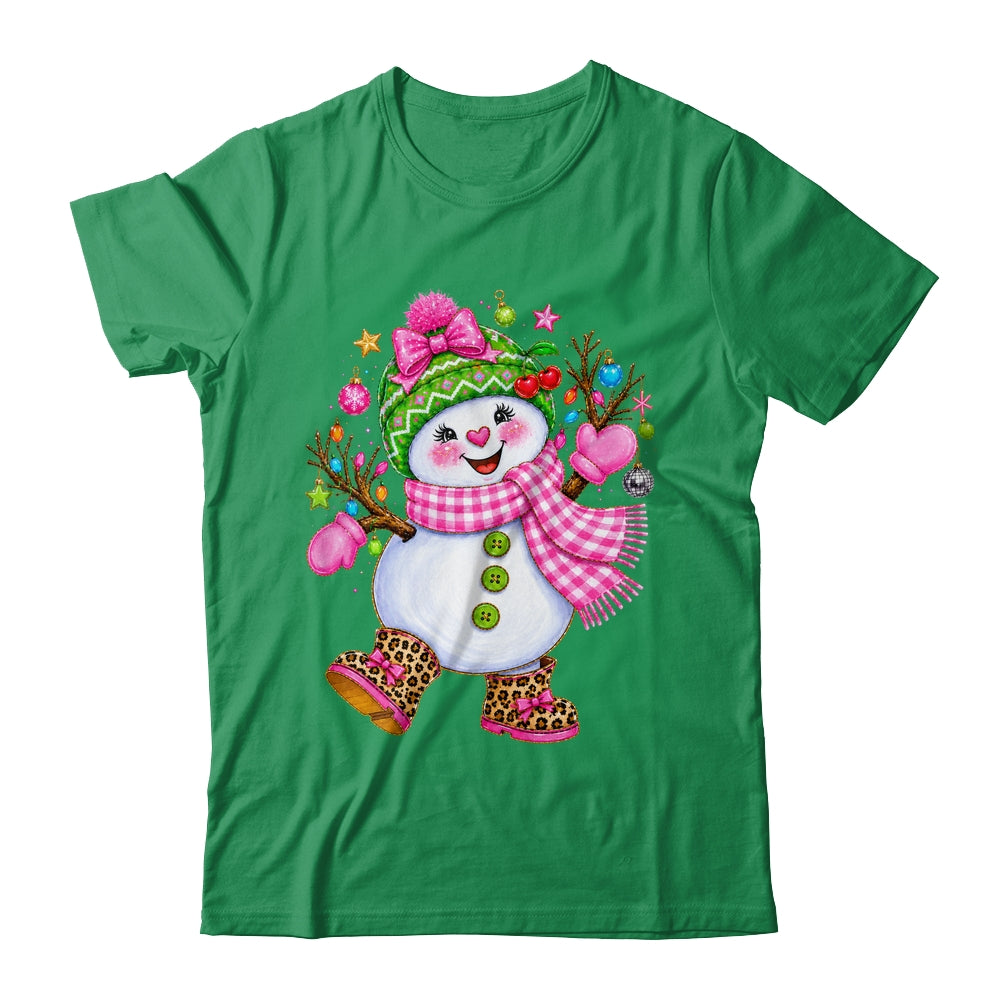 Cute Pink Coquette Snowman Christmas Girly Leopard Women Shirt & Sweatshirt | teecentury