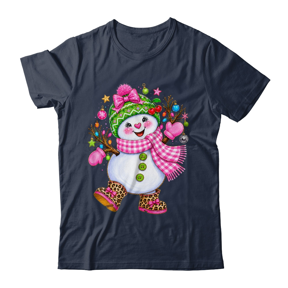 Cute Pink Coquette Snowman Christmas Girly Leopard Women Shirt & Sweatshirt | teecentury