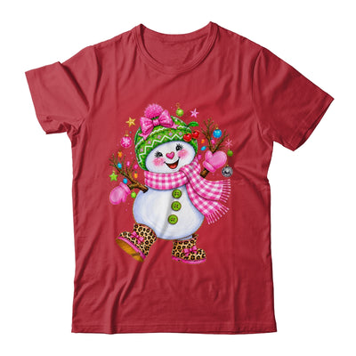 Cute Pink Coquette Snowman Christmas Girly Leopard Women Shirt & Sweatshirt | teecentury