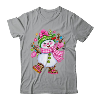 Cute Pink Coquette Snowman Christmas Girly Leopard Women Shirt & Sweatshirt | teecentury