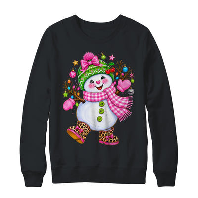 Cute Pink Coquette Snowman Christmas Girly Leopard Women Shirt & Sweatshirt | teecentury