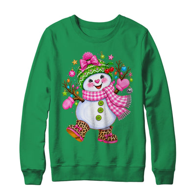 Cute Pink Coquette Snowman Christmas Girly Leopard Women Shirt & Sweatshirt | teecentury
