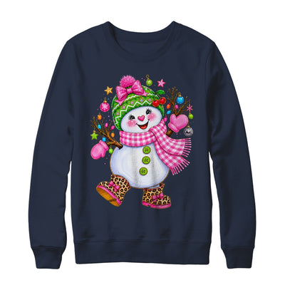 Cute Pink Coquette Snowman Christmas Girly Leopard Women Shirt & Sweatshirt | teecentury