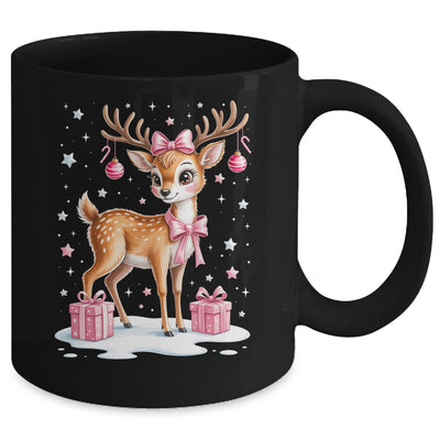 Cute Pink Reindeer Coquette Christmas Bow Xmas Girl Women Mug | teecentury