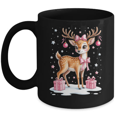 Cute Pink Reindeer Coquette Christmas Bow Xmas Girl Women Mug | teecentury