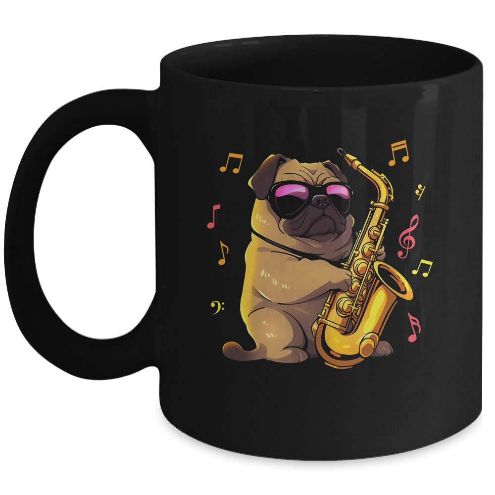 Cute Pug Saxophone Design For Men Women Band Sax Player Mug | teecentury