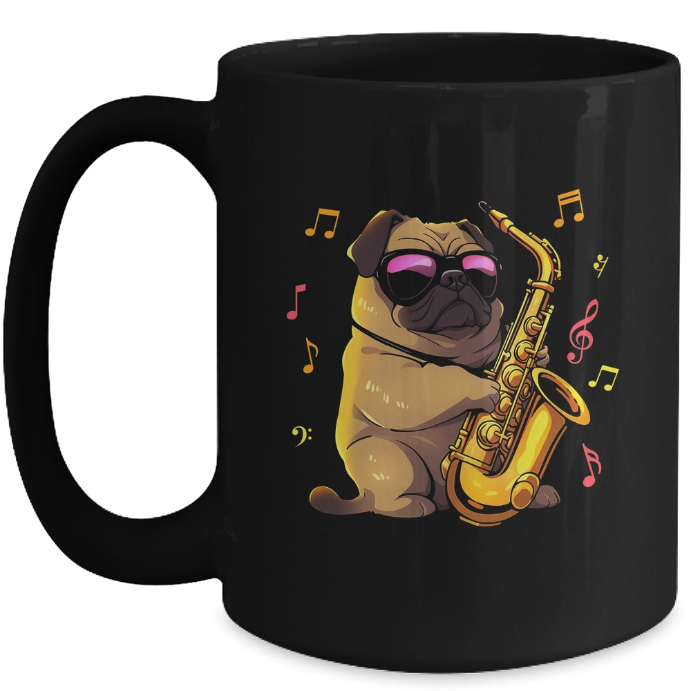 Cute Pug Saxophone Design For Men Women Band Sax Player Mug | teecentury