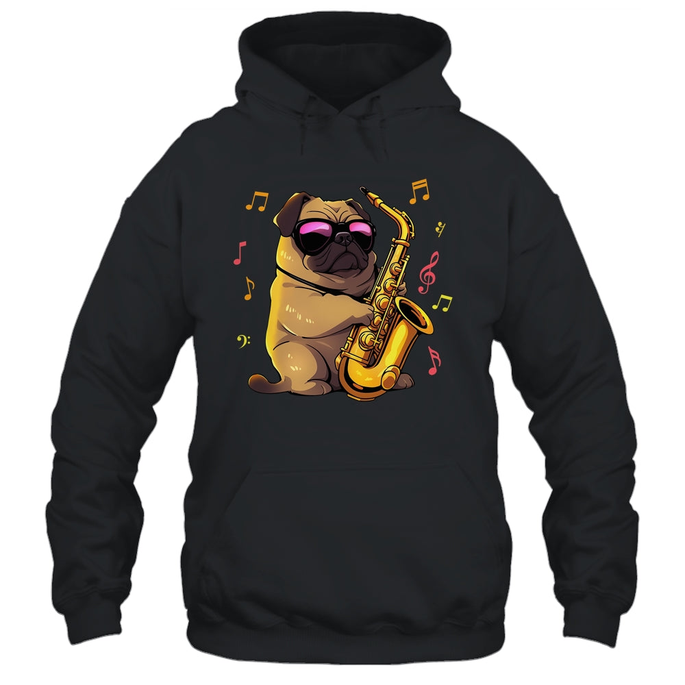 Cute Pug Saxophone Design For Men Women Band Sax Player Shirt & Hoodie | teecentury