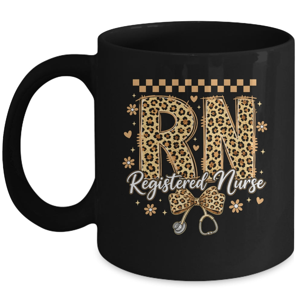 Cute RN Registered Nurse Leopard Nursing Coquette Women Mug | teecentury
