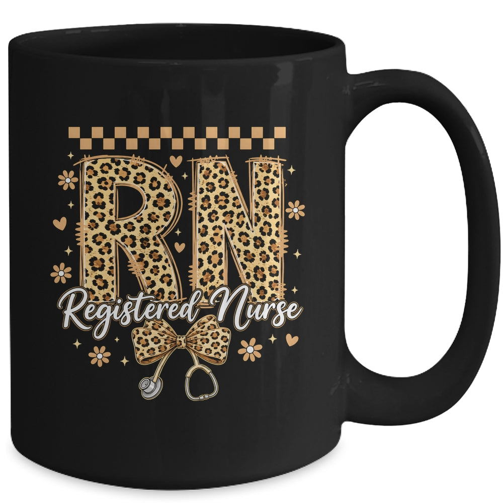 Cute RN Registered Nurse Leopard Nursing Coquette Women Mug | teecentury