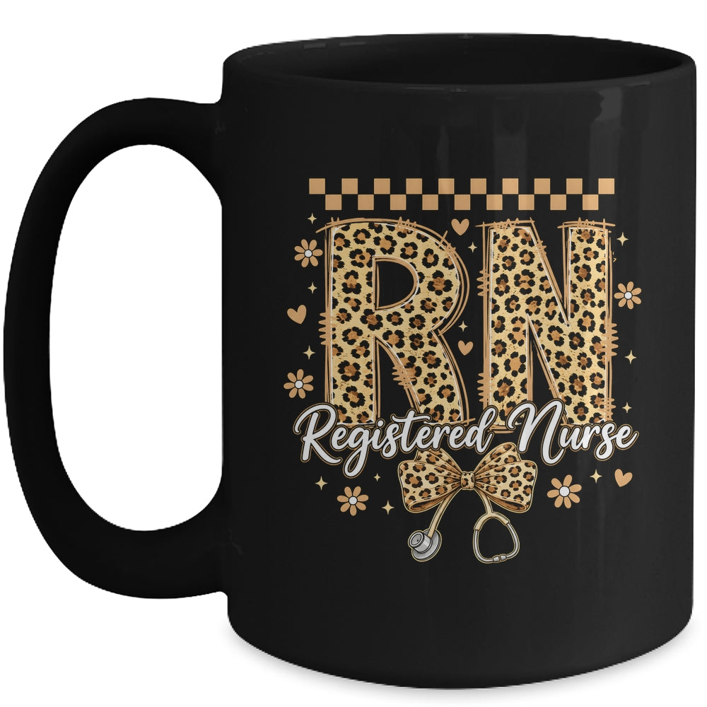 Cute RN Registered Nurse Leopard Nursing Coquette Women Mug | teecentury