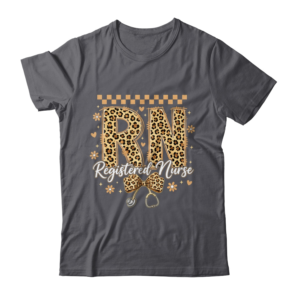 Cute RN Registered Nurse Leopard Nursing Coquette Women Shirt & Hoodie | teecentury