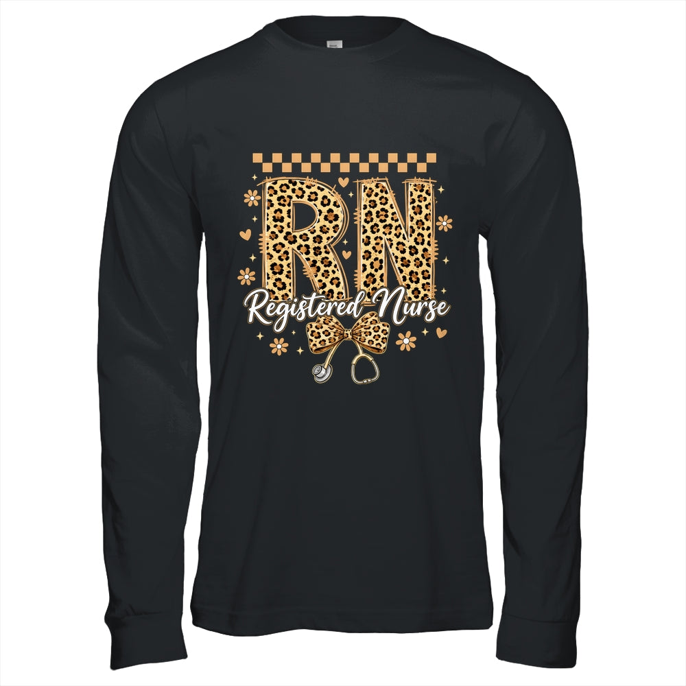 Cute RN Registered Nurse Leopard Nursing Coquette Women Shirt & Hoodie | teecentury