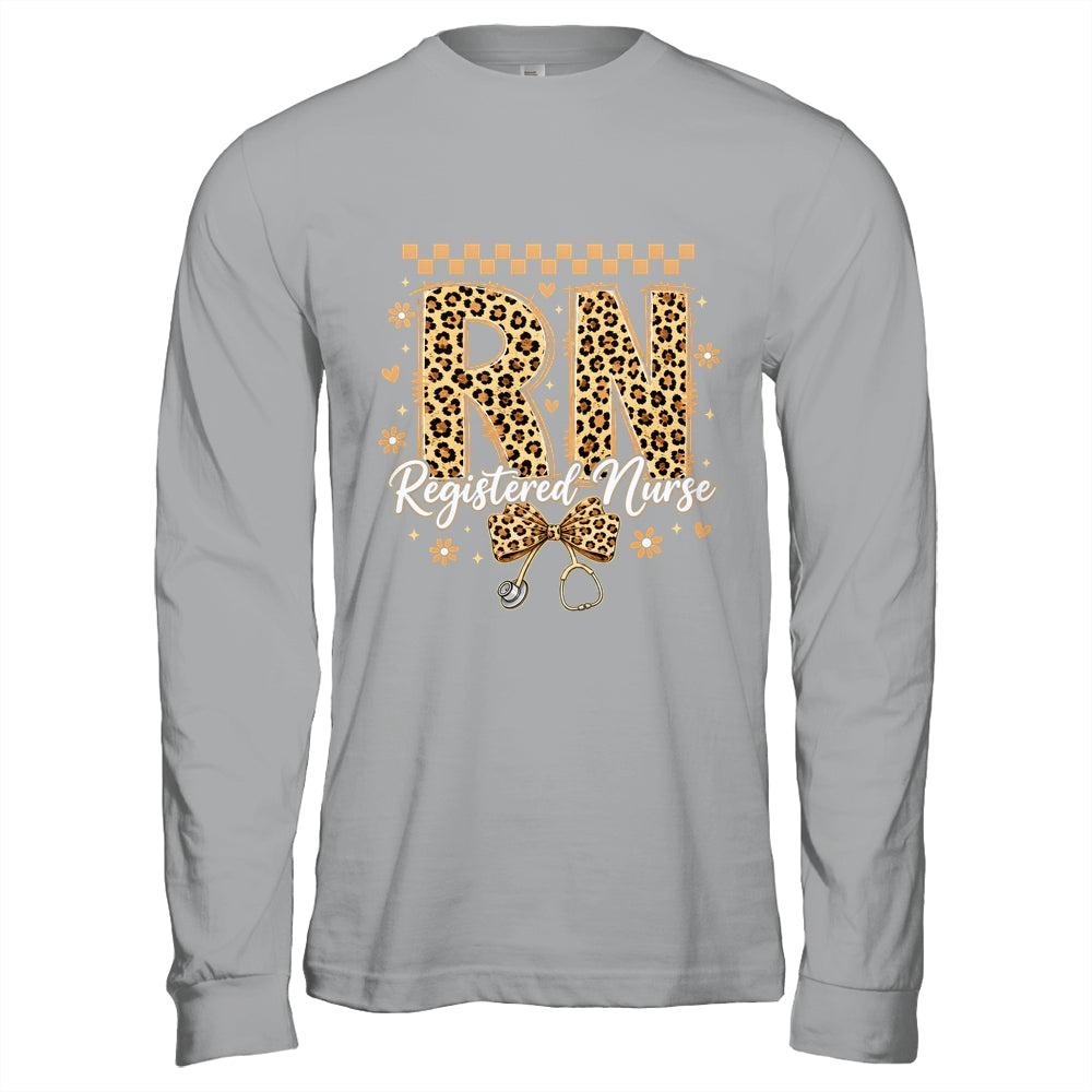 Cute RN Registered Nurse Leopard Nursing Coquette Women Shirt & Hoodie | teecentury