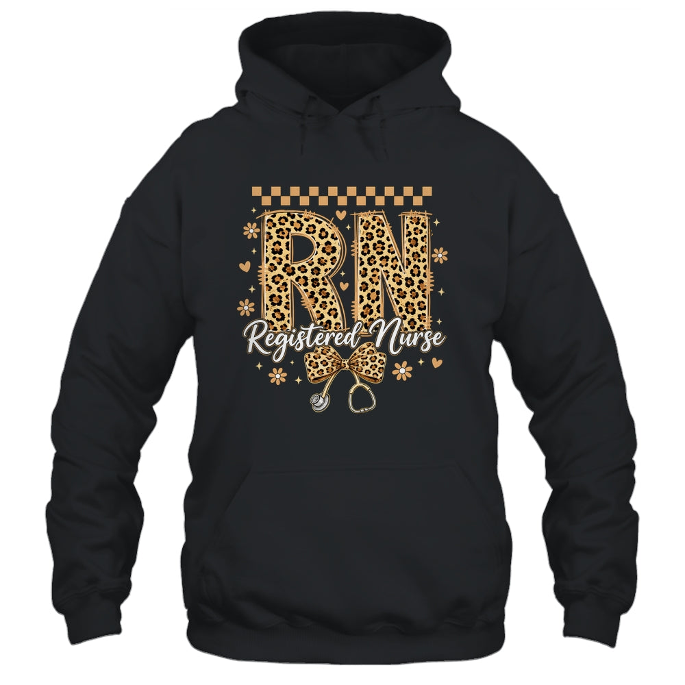 Cute RN Registered Nurse Leopard Nursing Coquette Women Shirt & Hoodie | teecentury
